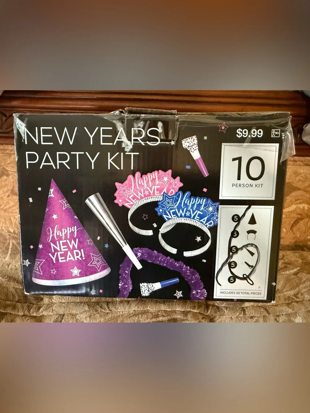 Purple New Year's Party Hat Kit - 10 Person Celebration Set